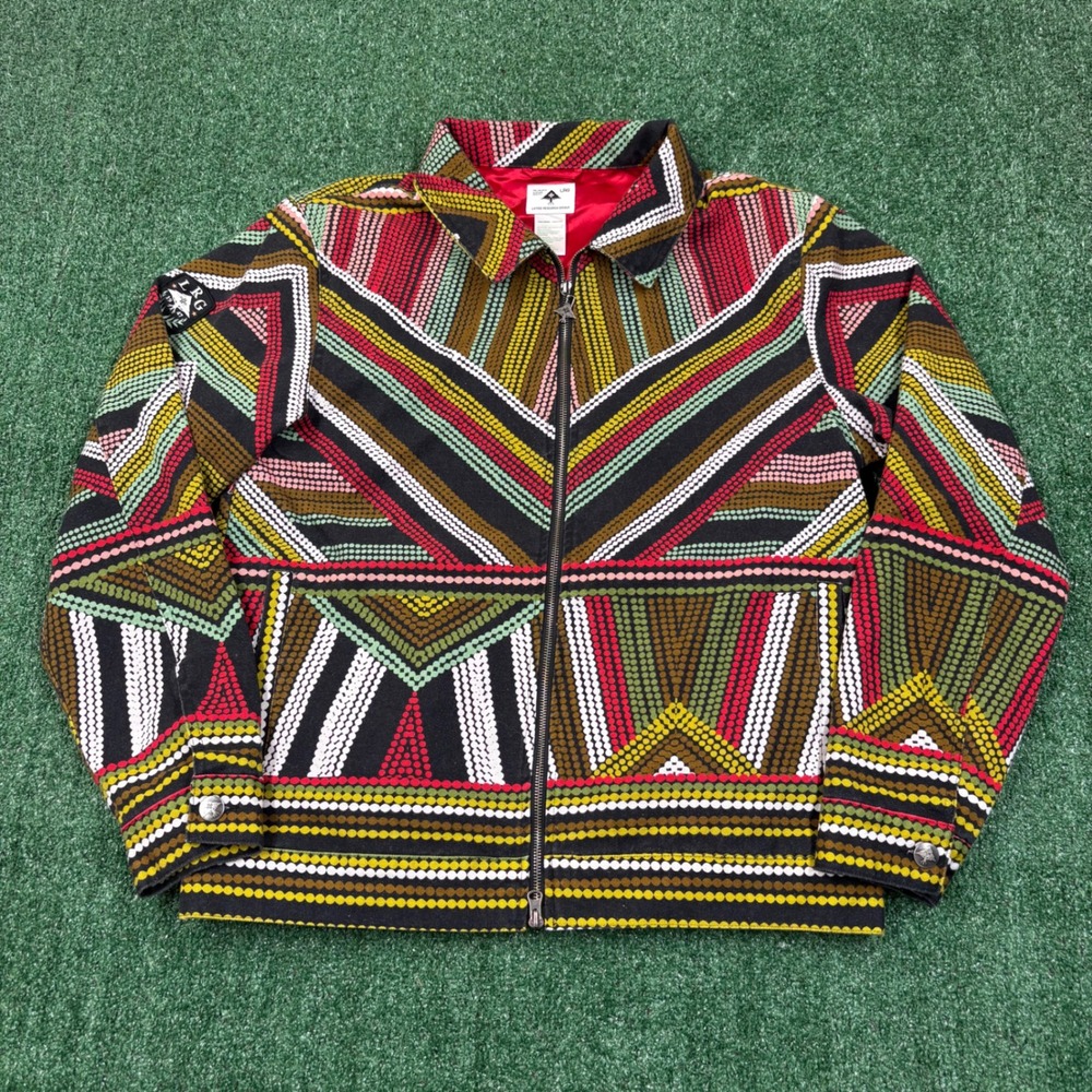 Vintage LRG Lifted Research Group Geometric Dot Pattern Full Zip Canvas Jacket